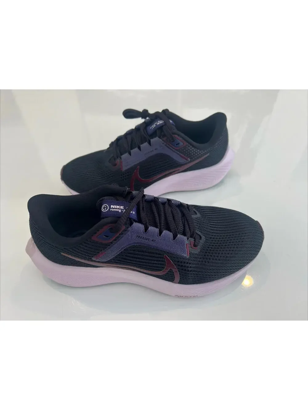 Nike Womens Air Zoom Pegasus 40 Black Maroon Running Shoes DV3854 SZ 7